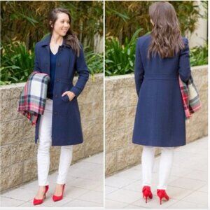 J Crew Classic Lady Day Coat Jacket Italian Double-cloth Wool Blue Size 4P